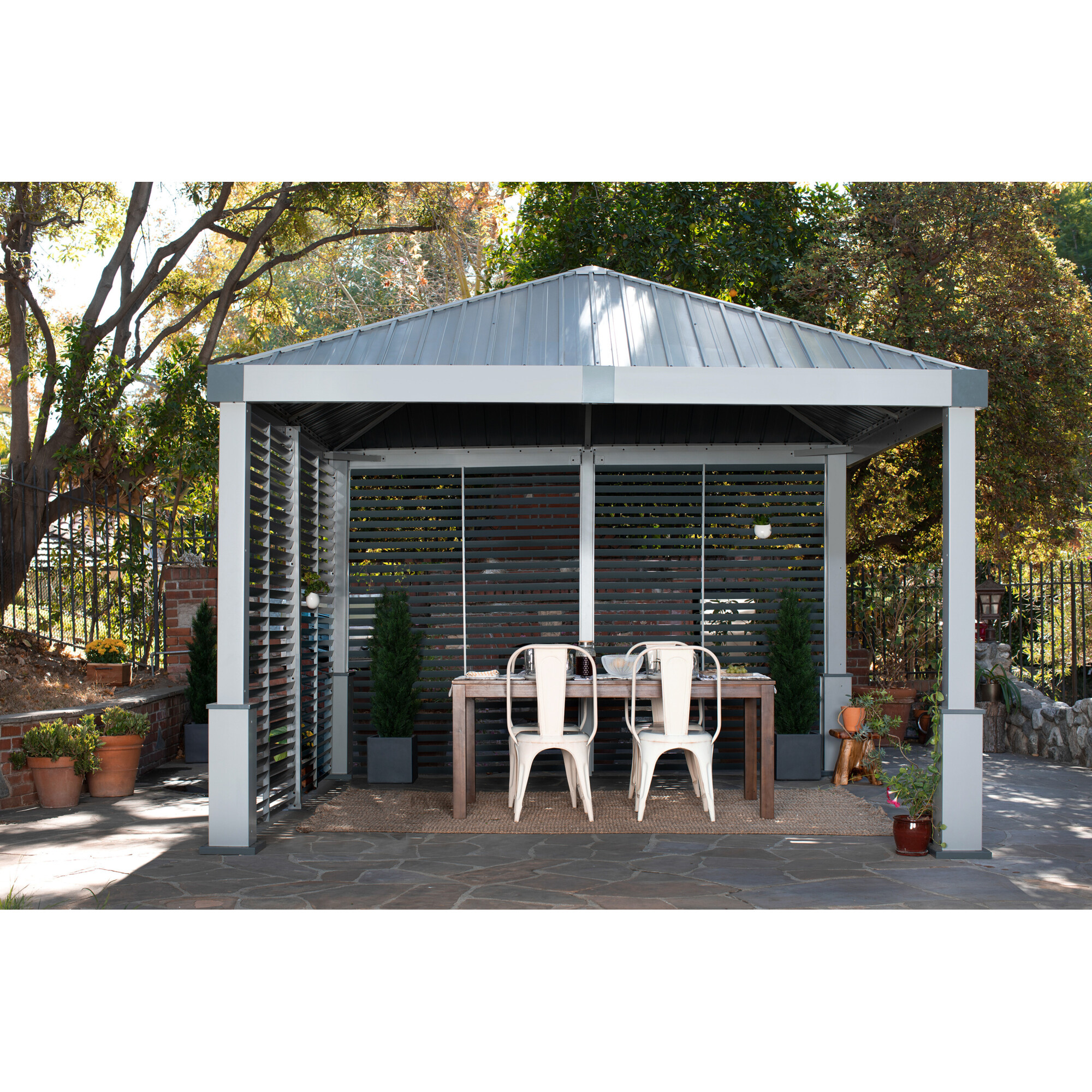 ShelterLogic Phuket, Sojag Nanda 12ft. x 12ft. Gazebo, Color Gray, Shape Square, Frame Material Aluminum, Model# 500-9168815